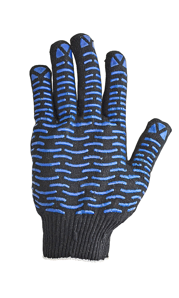 Cotton gloves with PVC coating, black, 10 class