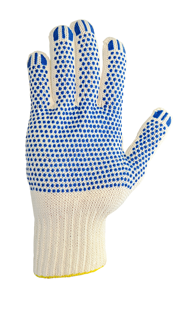 Cotton gloves with PVC coating, white, 10 class, LUXE