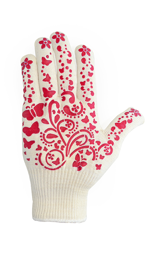 Cotton gloves with PVC coating Flowers